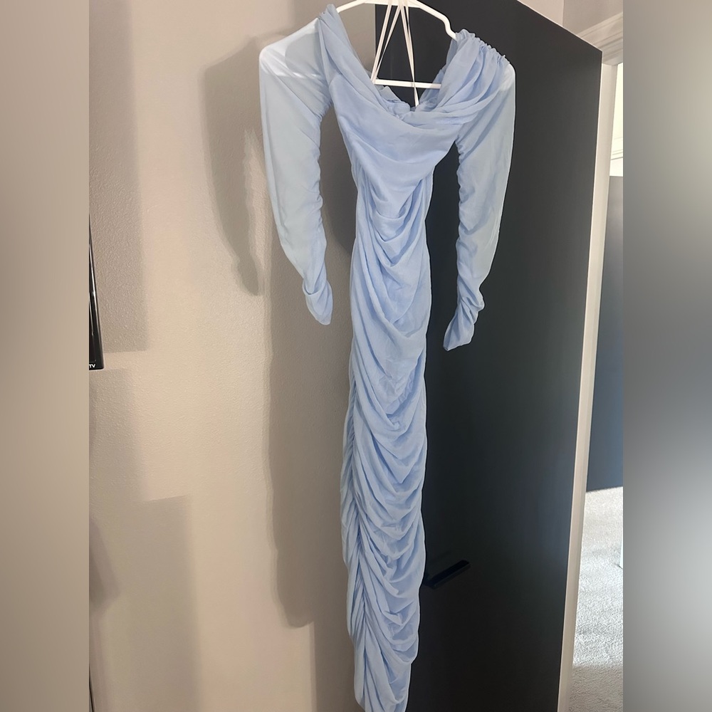 Light Blue Off Shoulder Maternity Bodycon Dress